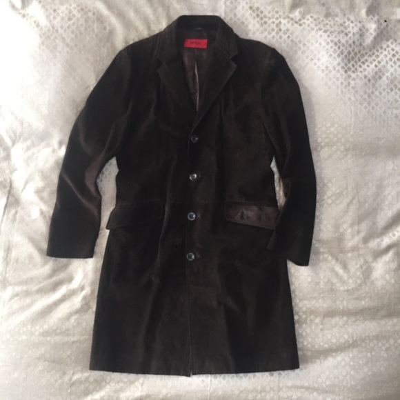 Mens Small HUGO BOSS Brown Suede Larian Coat - Picture 1 of 11